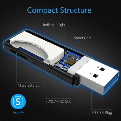 Lector de Tarjetas SD USB 3.0 Micro SD SDHC SDXC MMC Móvil T-FLASH PC Laptop - Imagen 2 de 7