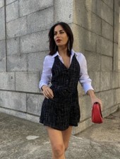 ZARA NWT WOMAN CONTRASTING STRUCTURED DRESS BLACK | 9144/081