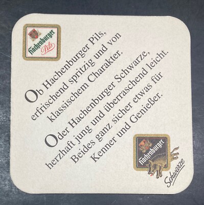 HACHENBURGER PILS 3.5 INCH SQUARE  BEER COASTER CHARAKTER
