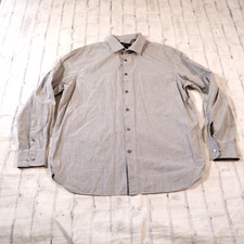 John Varvatos USA Regular Fit Gray Checks Long Sleeve Mens Dress Shirt 17 34/35