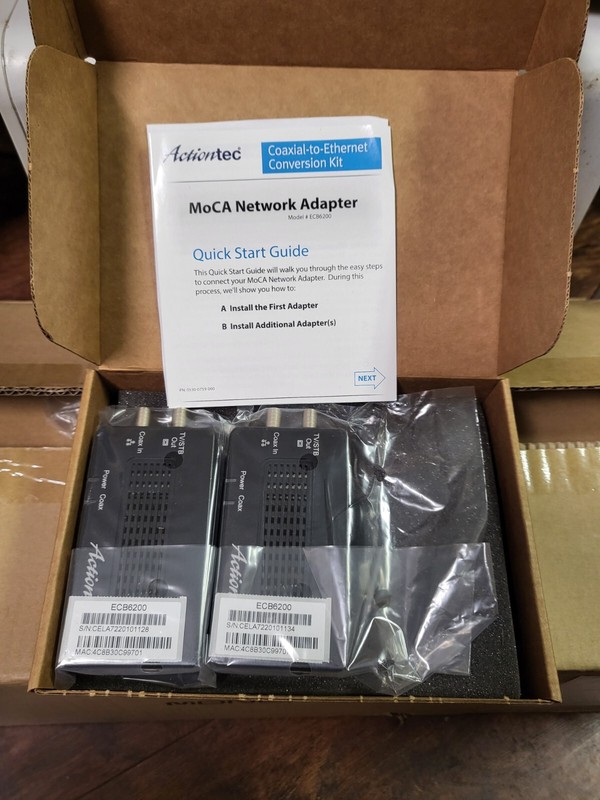 NEW! ActionTec Bonded MoCA 2.0 Network Adapter Coax Adapter Twin Pk Screenbeam
