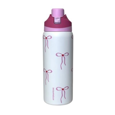 Hydrapeak 32 oz Stainless Steel Pink Bows Water Bottle Artisan