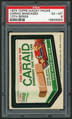 #ad #ad 1974 Topps Wacky Packages Sticker Caraid Bandages 10th Series PSA 6 $17.89