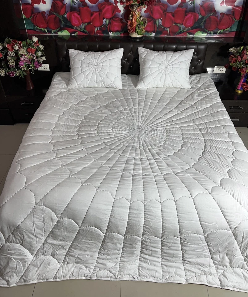 Blanco Algodón Edredón King Algodón Manta Algodón Edredón Queen Juego de Ropa de Cama Foto 3 de 4