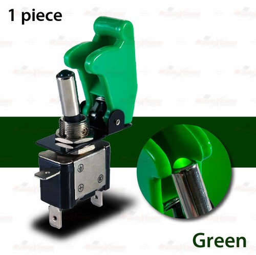 12V 20A SPST Toggle Switch ON/OFF GREEN LED SOLID Colour Aircraft Spring Cover - Picture 7 of 7