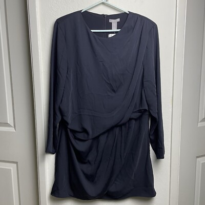 H&M Long Sleeve Dress Women s Plus Size XXL Black Midi Dress NEW
