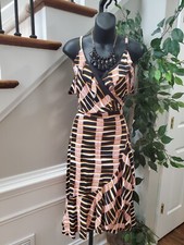 Ann Taylor Women's Multicolor Polyester V-Neck Sleeveless Knee Length Dress 10