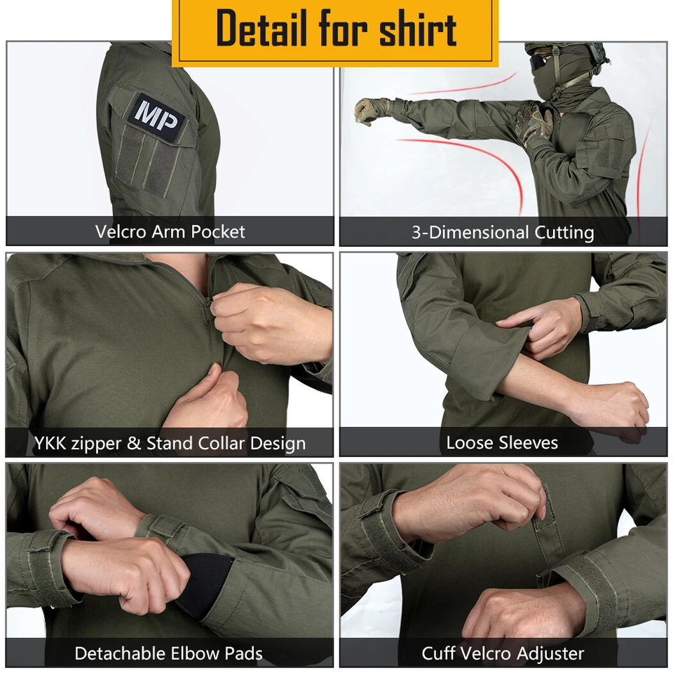 IDOGEAR G3 Combat Uniform Set Shirt & Pants BDU Tactical Clothing Black Hunting - Image 3 of 4