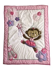 Carters Quilt Appliqué Blanket Princess Ballerina Monkey Crib Comforter RARE
