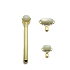 3 in 1 Light Green Jade Face Massage Roller Detachable Piece Kit