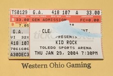 Kid Rock 2004 Toledo Sports Arena Ticket Stub RESCHEDULED Due to Super Bowl