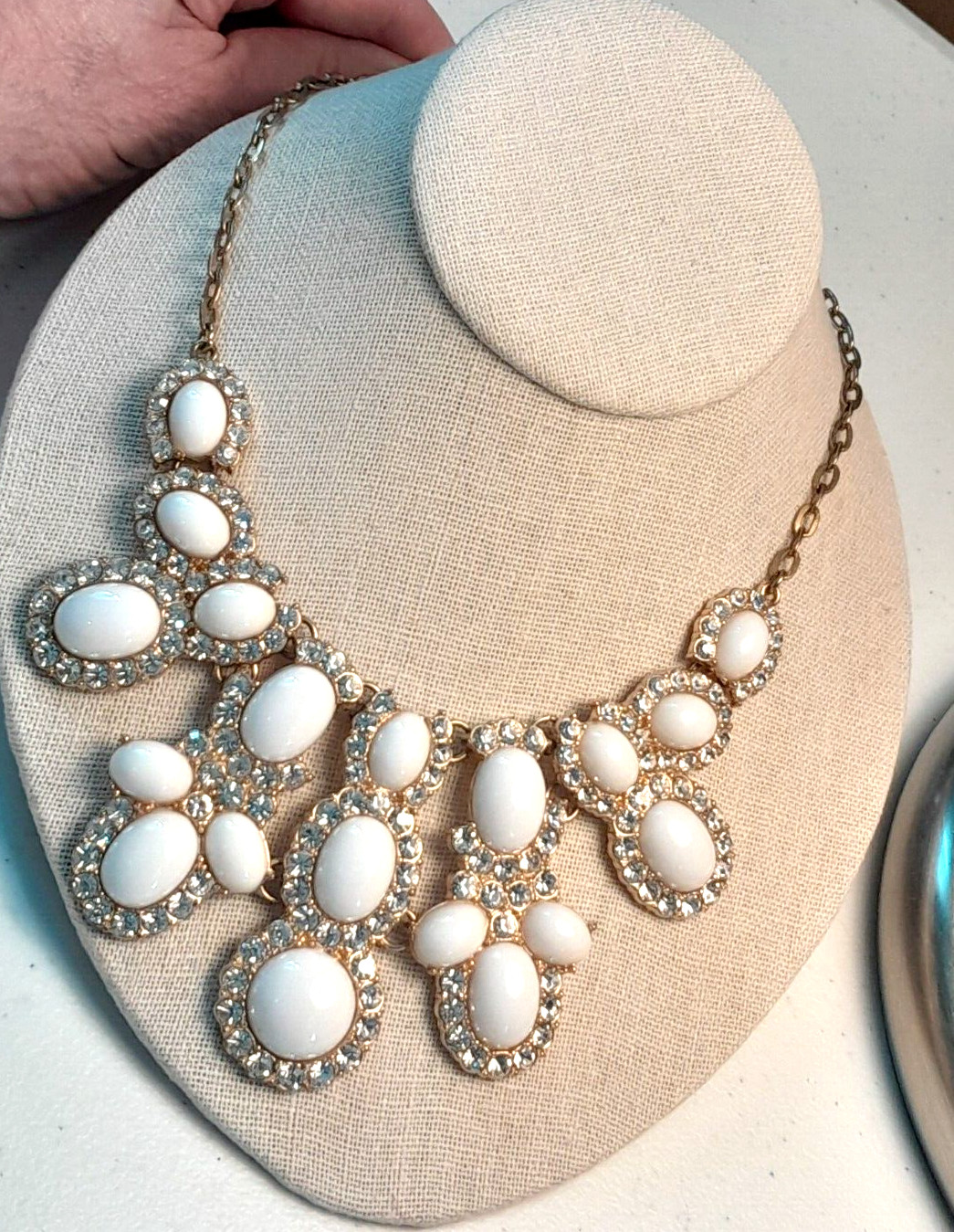 Cosmopolitan Gem Statement Bib Bling 16" White Ac… - image 4