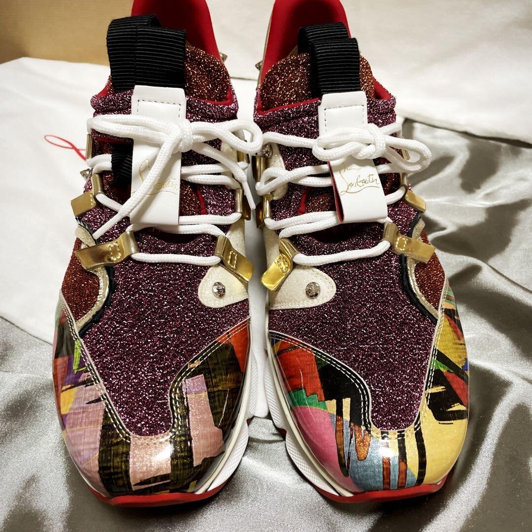 Christian Louboutin sneakers, CALF leather sequins, size 38, US 7