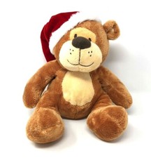 TCM Plüschtier Stofftier Teddy sitzend ca. 23 cm braun m. Weihnachtsmütze (W31)