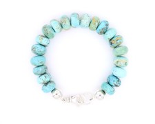 Men's Huge 13mm Arizona Turquoise Beaded Bracelet in Sterling Silver