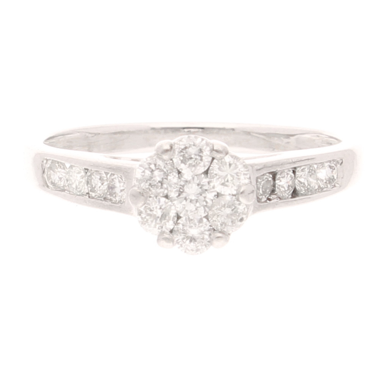 9Carat White Gold 0.50ct Diamond Cluster Ring (Size L) 6.5x6.5mm Head