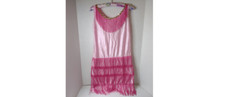 Pink Flapper Costume - Roaring 20s Fring Dress XL 14-16 . S1 