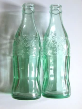 1949 &50 PEORIA IL COCA COLA COKE 2 BOTTLES LIGHT GREEN 6FL OZ