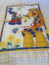 VTG ‘70’s Bright Primary Colors Giraffe Quilted Crib Quilt or Wall Quilt Dyco