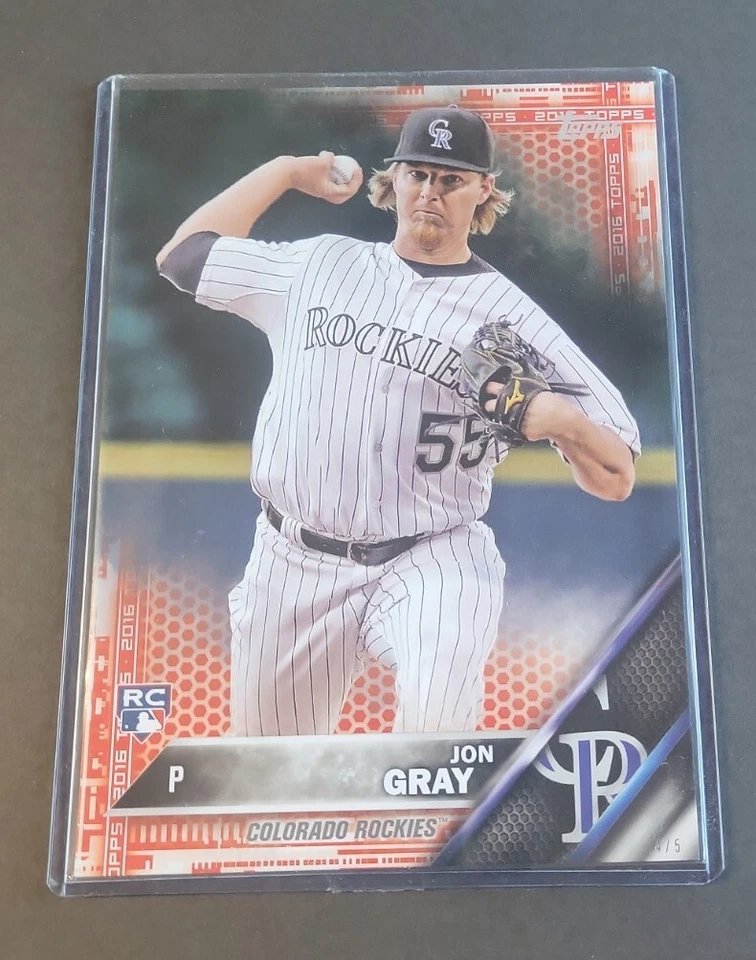 Jon Gray 2016 Topps Red 5x7 RC #4/5 Rare Series One Rookie Rockies Baseball Card - Image 2 of 4