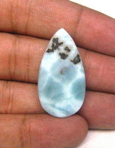 Natural Larimar Cabochon Pear Shape 26.45 ct Loose Gemstone Handmade J 781 - Picture 5 of 5
