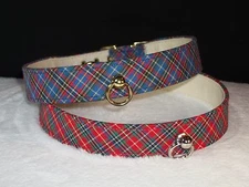 DOG Pet Collar PLAID Tartan Blue or Red Christmas Made in USA!  Sizes 14 to 20