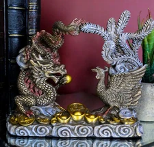 Feng Shui Yin Yang Marriage Harmony Heaven Celestial Dragon And Phoenix Figurine