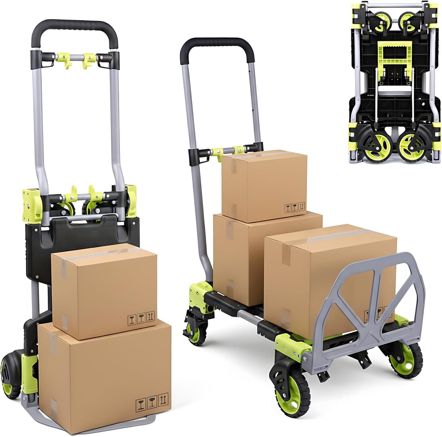Folding Sack Truck 2 in 1 Heavy Duty Platform Trolley 120kg Convertible Dolly