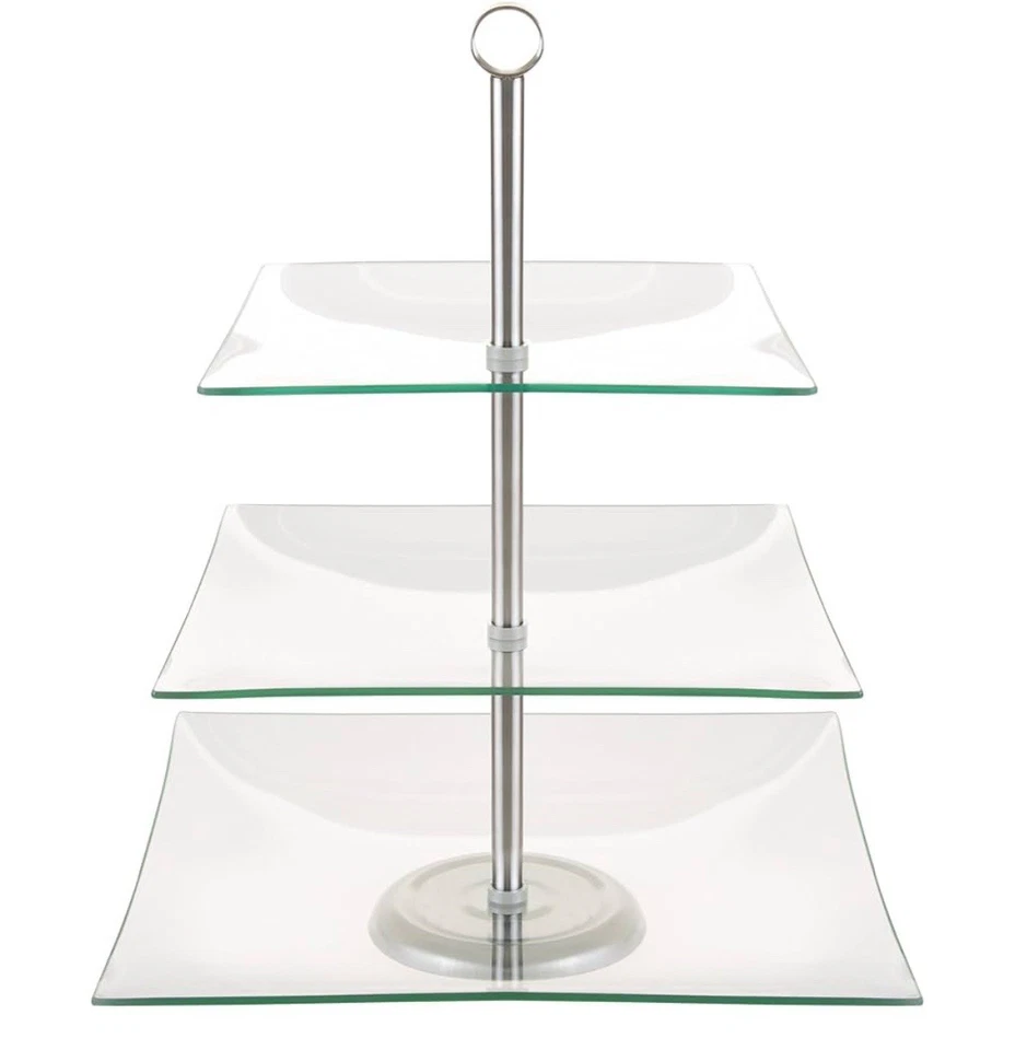 Home Dess Chef Buddy Three Tier Square Glass Buffet and Dessert Stand, 1 Pack - Image 4 of 4
