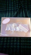 Wedding Ceremony AntiqueWhite Satin/Embroidered Organza Garter Simply Charming