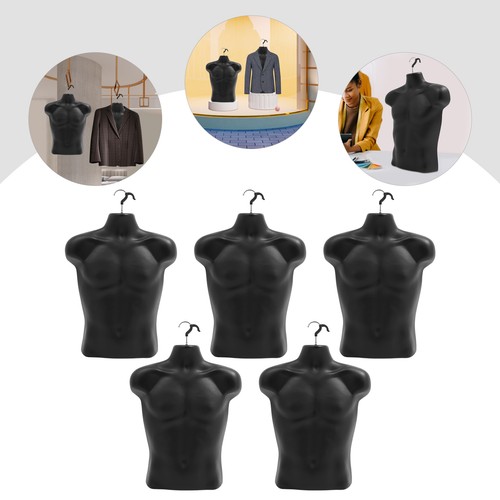 5 PIEZAS Maniquí Masculino Torso Maniquí Cuerpo Torso con Ganchos Hueco Espalda Cuerpo Torso - Imagen 2 de 20
