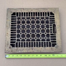 Vtg Antique Cast Iron Floor Heating Vent Register Grate 13 7/8” X 11 7/8”