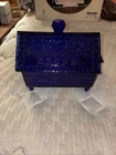 Vintage Style Cobalt Blue Depression Glass Cabin Candy Dish Box