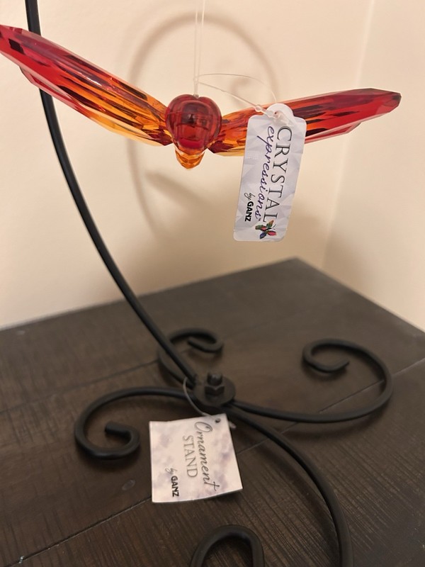 Ganz Crystal Expressions Acrylic Dragonfly Ornament W/stand New No Bx two toned 