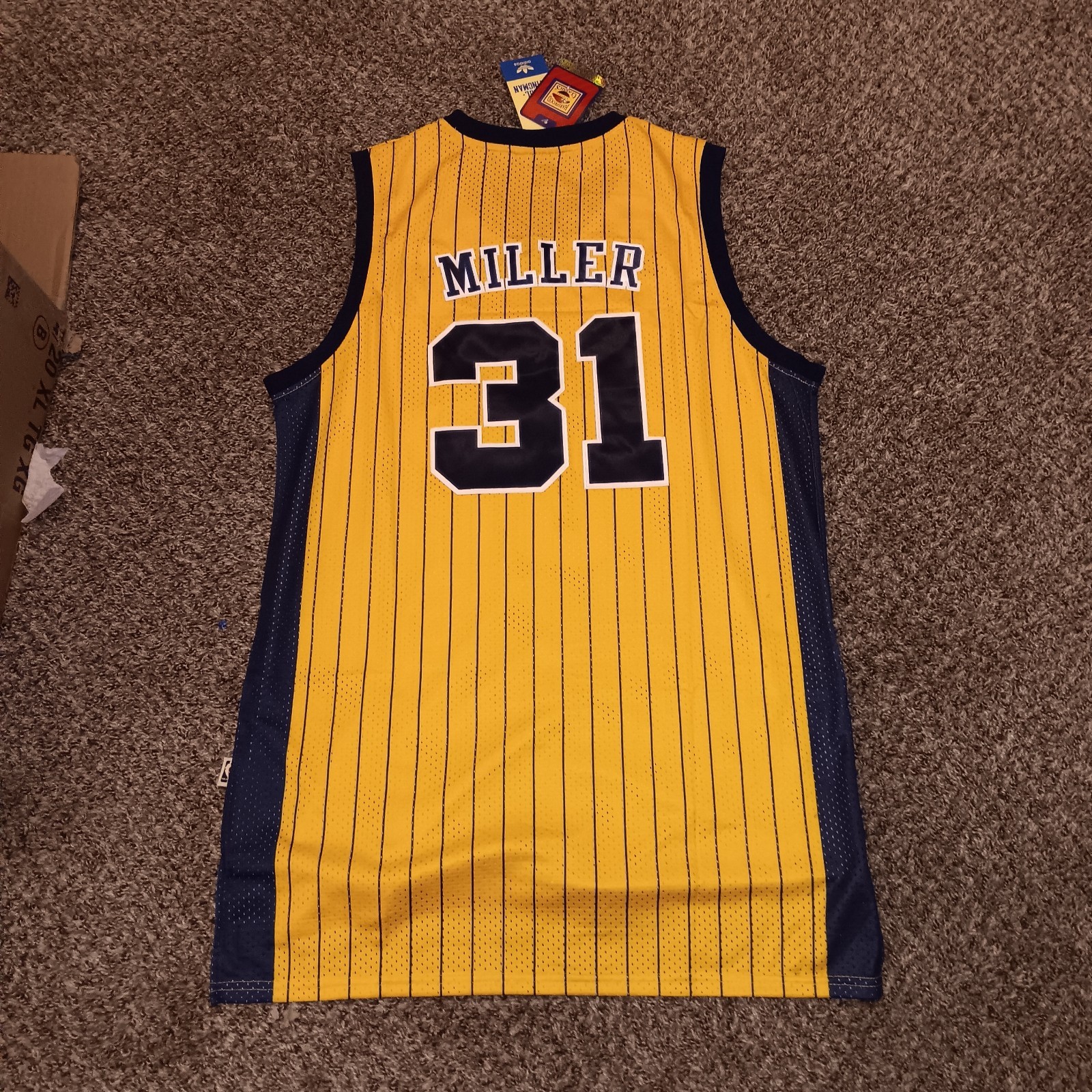 Reggie Miller XL NBA Yellow Jersey Basketball #31 Indiana Pacers New