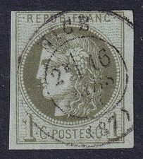 FRANCE 1870 Ceres 1c Bronze-Green Bordeaux Printing SG 147 Used (CV £190)