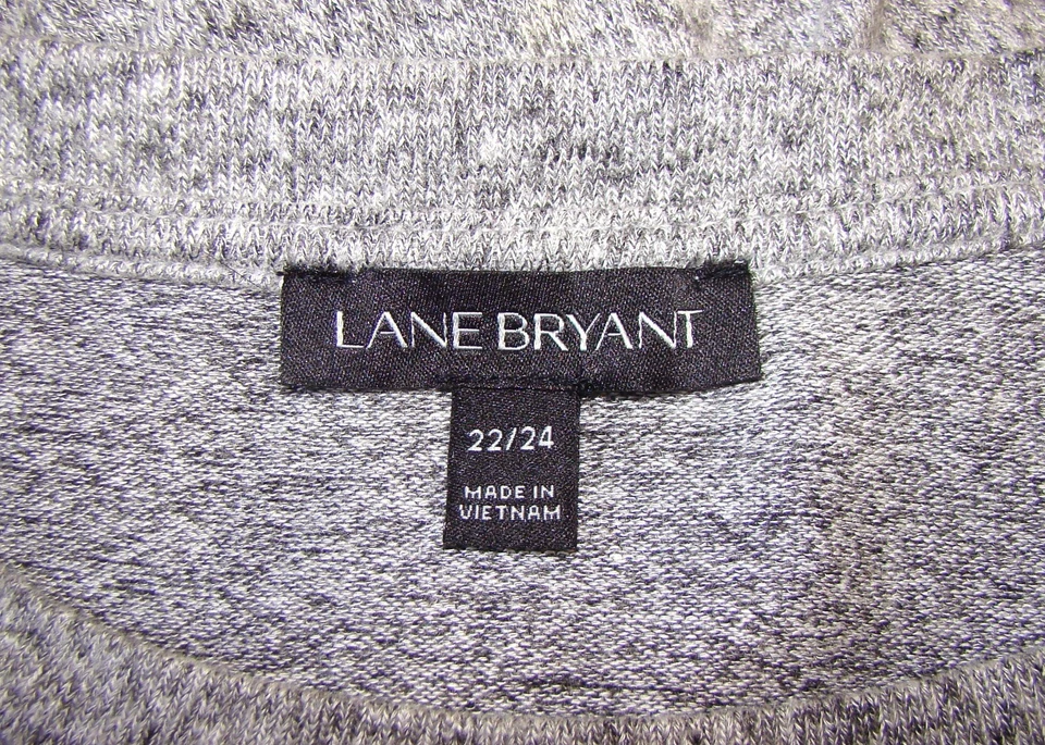 Lane Bryant Top Women's 22/24 Pullover Heathered Gray Faux Fur Cuff  - Image 2 of 4
