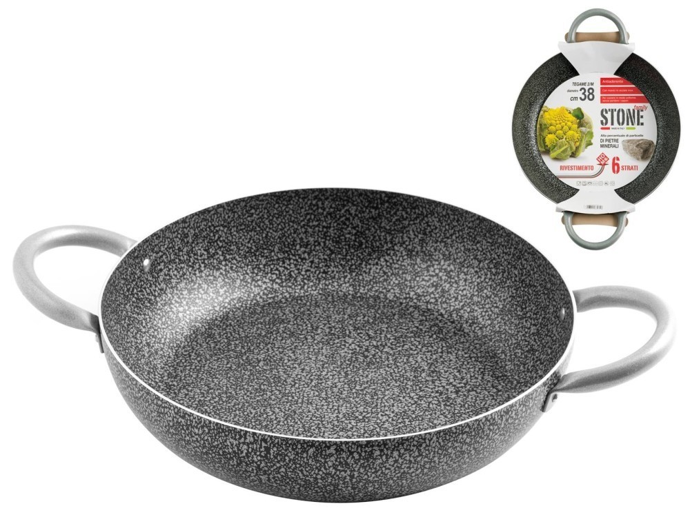 Pan 2 Handles Non-Stick Family Stone CMS 38 Silver Home