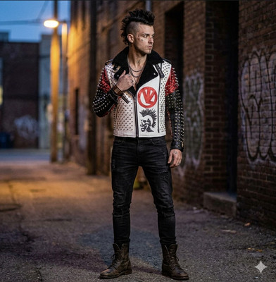 Cyberpunk Style Studded Moto Jacket - Heavy Spiked Biker Coat -