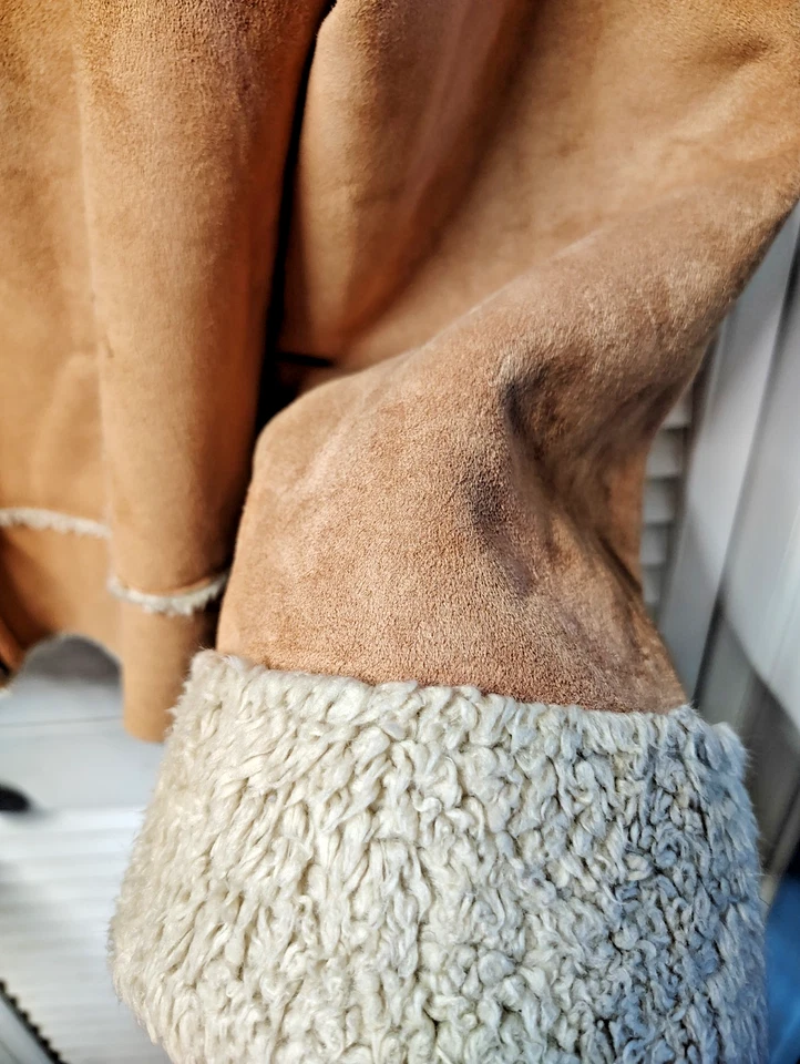 Chaqueta de Colección Y2K Route 66 Imitación Gamuza Sherpa Tostada Talla L Damas Western Retro Foto 4 de 4