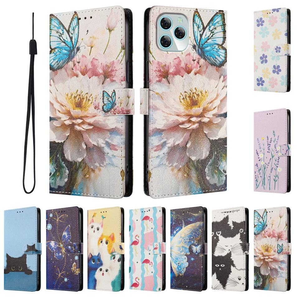 Cat Flower Wallet Cover Case for Huawei P80 P60 P50 P30 P40 Pro Mate 60 Nova 14 - Image 3 of 4