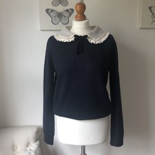 Zara Frill Collar  Blue Jumper Size  L