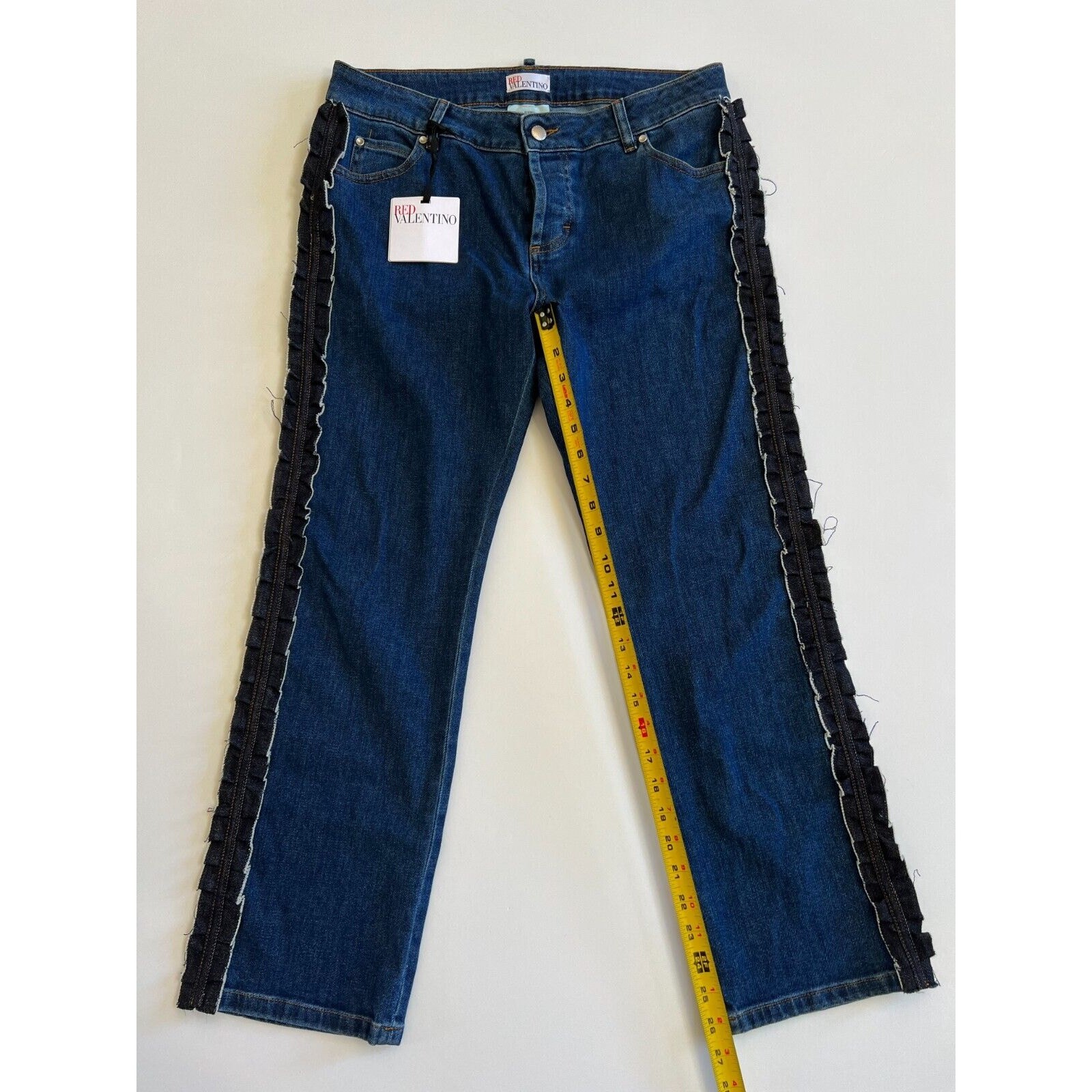 Red Valentino Ruffle Trimmed Cropped High Rise Straightleg Jeans Size 29 NWT thumbnail 12