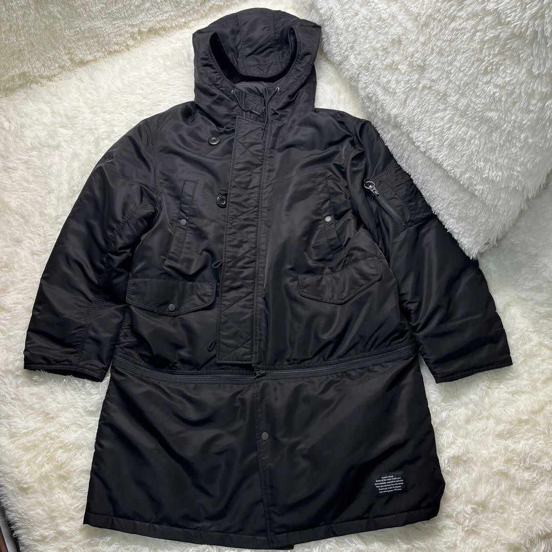 GU × UNDERCOVER JUN TAKAHASHI Hooded 2Way Long Coat Black Nylon