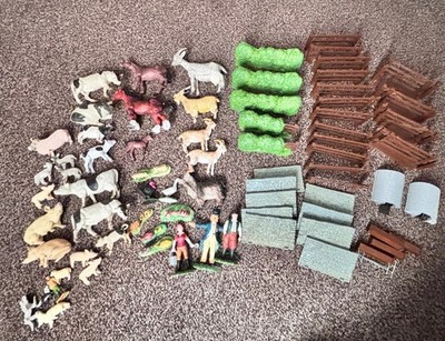 Vintage ELC Bauernhof inklusive Tiere, eingezäunt, Hecken