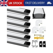 LED Strip Diffuser, LED Aluminum Channel Black U-Shape Profile with Milky White