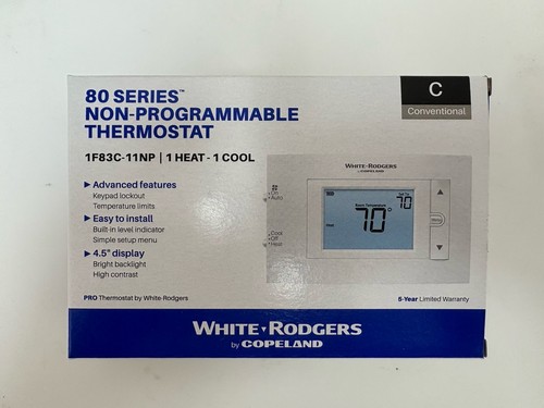 Emerson 1F83C-11NP Serie 80 Termostato non programmabile 1Heat 1Cool Nuovo con scatola - Foto 3 di 10