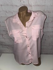 H&M Chiffonbluse ärmellos mit Brusttaschen rosa Größe M