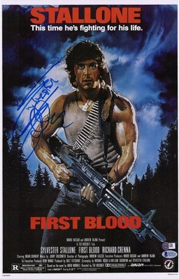 Sylvester Stallone Rambo First Blood Signed 12'' x 18'' Movie Poster - Beckett