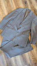 Men's Brownish Gray Two-Button Suit Jacket and Dress Pants Set Set